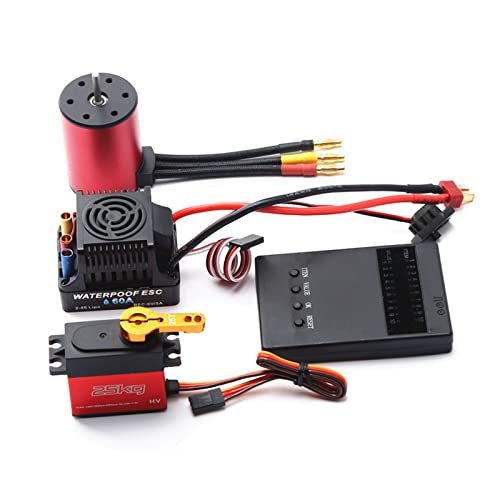 GoolRC 3650 3100KV Brushless Motor ESC Combo Set with 25KG Digital Servo for RC Hydroplane Hull and 1/8 1/10 RC Cars