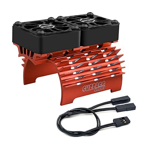 ARRAROWN RC Twin Motor Heatsink with Dual 30mm Cooling Fans for 40mm 42mm Diameter Brushless Motors Fits 1/8 1/7 Scale RC Cars