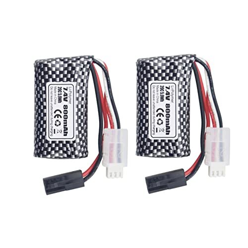 Ftyoo Accessories 2PCS 7.4V 800mAh 5500-2P Plug Lithium Battery for 9130 9135 9136 9137 9138 9145 RC Toy Car RC Four-Wheel Drive High Speed Off-Road RC Car