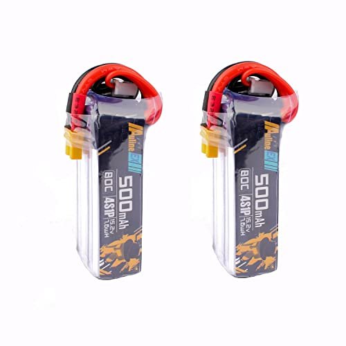 Auline 4S 500mAh 80C HV LiPo Battery 15.2v XT30 2PCS for Toothpick FPV