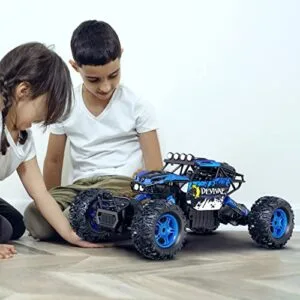 CROBOLL 1 12 Large RC Truck for Kids with Lifting Function 4WD Electric Monster Toy 2 4GHz Remote Control Car 2 Batteries Blue