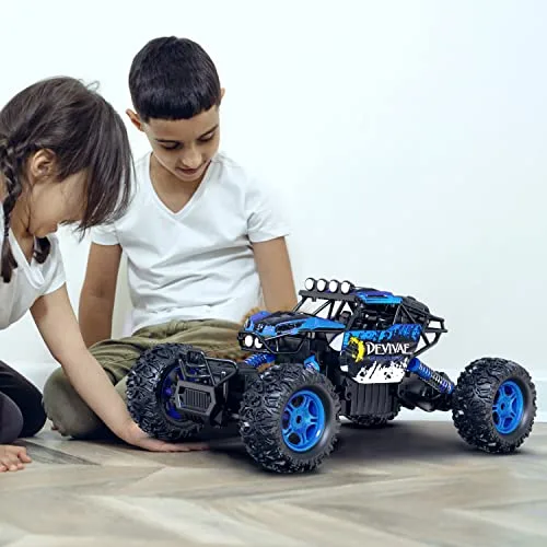 CROBOLL 1/12 Large RC Truck for Kids with Lifting Function 4WD Electric Monster Toy 2 4GHz Remote Control Car 2 Batteries Blue