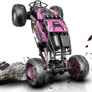 CROBOLL 1/12 Large RC Cars Toys for Boys Girls with Lifting Function 4WD Remote Control Car Gifts for Kids 4X4 Off Road RC Rock Crawler 2 4GHz Croboll RC Truck with 2 Batteries 60Mins Play Pink