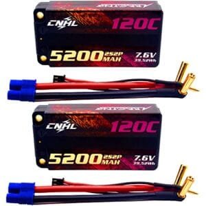 CNHL 2S Shorty Lipo Battery 5200mAh 7.6V 120C with EC3 Plug Ideal for RC Airplane Gas Tank and Other RC Models