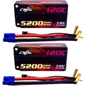 CNHL 2S Shorty Lipo Battery 5200mAh 7.6V 120C with EC3 Plug Ideal for RC Airplane Gas Tank and Other RC Models