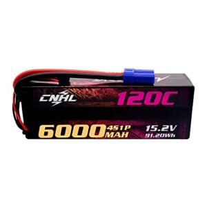 CNHL 6000mAh 4S Lipo Battery 15.2V High Voltage Hard Case 120C with 5.0 Bullet-EC5 Plug for Hobby Racing RC Car Boat Tank Truck