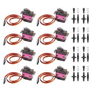 Alinan 8pcs MG90S Servo Micro Steering Gear 360 Degree Neutral Mark 9G Servo Motor for Miss Vegas RC Boat Helicopter Airplane