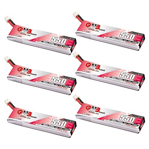 GAONENG 6pcs 550mAh 1S LiPo Battery 100C 3.8V HV LiHv Battery JST-PH 2.0 Cabled Connector for Inductrix FPV Plus EMAX Tinyhawk Micro FPV Racing Drone