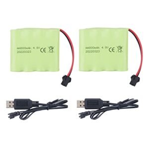Fytoo 2PCS AA 4.8V 800mAh Rechargeable Battery for Liebherr 954 RC Excavator and Other RC Toys with SM2P Plug and USB Charging Cable
