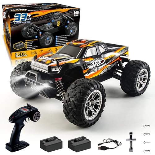 HScopter Handmade RC Truck 1/16 Scale Remote Control Car High Speed 4WD Electric Vehicle with Rechargeable Modular Battery 4X4 Waterproof Off Road Truck for Adults and Kids