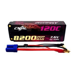 CNHL 2S Lipo Battery 8200mAh 7.6V 120C Hard Case with EC5 Plug for 50cc RC Truck Car Boat Crawler