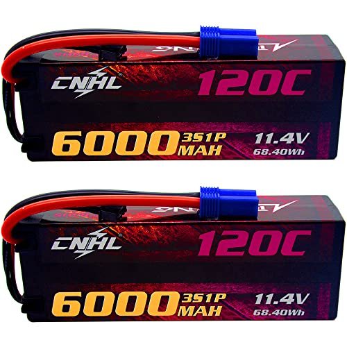 CNHL 6000mAh 3S Lipo Battery 11.4V 120C with EC5 Plug for RC Cars Trucks and Hobby Vehicles 2 Packs