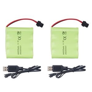 sea jump 2PCS AA 4.8V 800mAh Rechargeable Battery Pack for Land and Sea RC Truck Toy Cars and Accessories