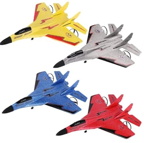 MABES WAREHOUSE MiG 530 Red Getting Started RC Airplanes Rechargeable Remote Control Fighter Model with Luminous Anti Crash Design