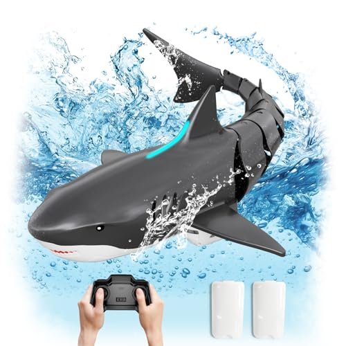 JELLY PLAY Shark Bodies RC Remote Control Pool Toy for Kids 2.4Ghz Waterproof RC Boat with Light Up to 60 Mins Playtime Ideal Gift for Boys and Girls Age 8 12