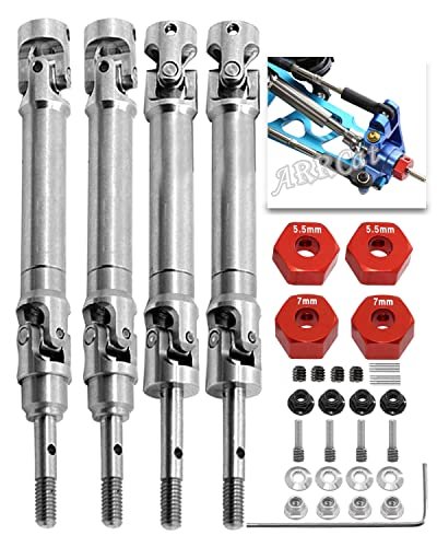 ARRCat Stainless Steel Drive Shaft Upgrade Kit for 1/10 RC Cars Including Rustler VXL 4X4 Stampede VXL 4X4 Hoss VXL 4X4 Slash VXL 4x4 Platinum Ultimate with RC Components Wheel Selector