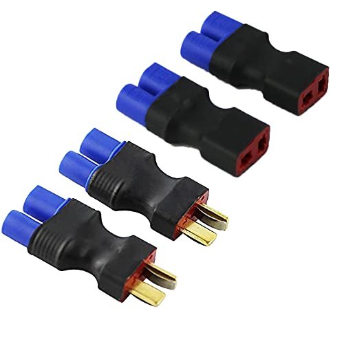 LinsyRC 2pcs EC3 Male to T Plug Female and 2pcs EC3 Female to T Plug Male Connector Adapter for 140 RC Battery Meaning
