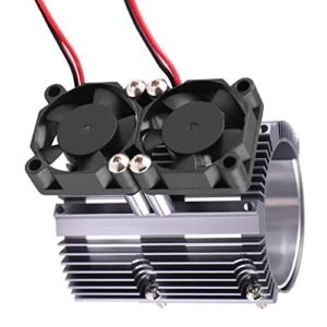 ACEKEEPS EPS RC Heat Sink with Two High Speed Fans for 1 8 Arrma Typhon 1 10 Traxxas Summit E Revo Compatible with OD 42mm Brushless Motors Silver