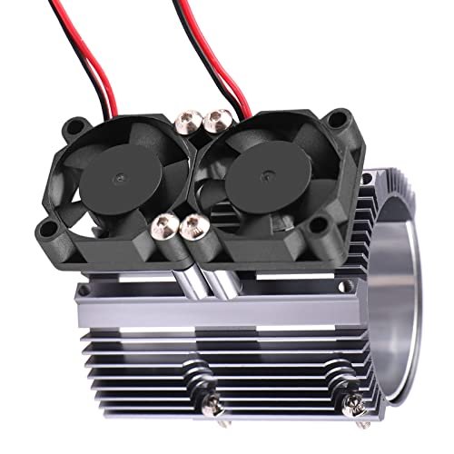 ACEKEEPS EPS RC Heat Sink with Two High Speed Fans for 1 8 Arrma Typhon 1 10 Traxxas Summit E Revo Compatible with OD 42mm Brushless Motors Silver