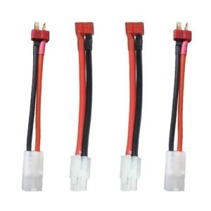 2pcs T Plug Male to Big Tamiya Female and 2pcs T Plug Female to Big Tamiya Male Connector Adapters for RC Plane Boeing 777 Lipo Battery