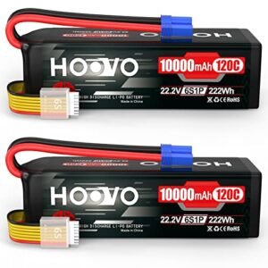 HOOVO 6S Lipo Battery 22.2V 10000mAh 120C RC Battery with EC5 Plug for Folsom RC Hobby Enthusiasts 2 Pack
