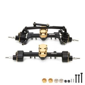 RCAWD CNC Machined Aluminum Alloy Portal Axle Housing with Steel Gears Brass Worm Gears and 12mm Hex RC Wheels and Tires Compatibility for Axial SCX24 Crawlers