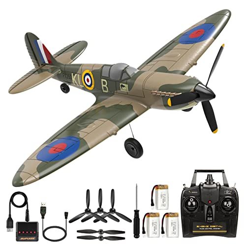 ANTSIR 4 Channel Trainer RC Plane Spitfire Fighter with Gyro System Ready to Fly for Beginners and Adults