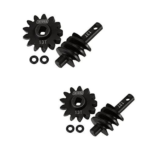 Basherqueen RC Parts INJORA Axle Gear Overdrive Worm Differential 13T Steel Gear Upgrade Parts for AX24 Axial SCX24 C10 JLU Gladiator Bronco 1/24 RC Crawler Car 2PCS