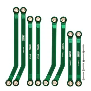INJORA High Clearance Front 4 Links Set Green Anodized Aluminum CNC for 1/24 RC Crawler Parts SCX24 C10 JLU Bronco Base Camp Axial