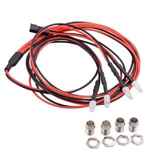 Huhebne 4 LED Light Kit with 2 White 2 Red 3mm Headlights for 1/24 RC Crawler Car Axial SCX24 90081 AXI00002 Upgrade Parts Perfect for Huge RC Tires