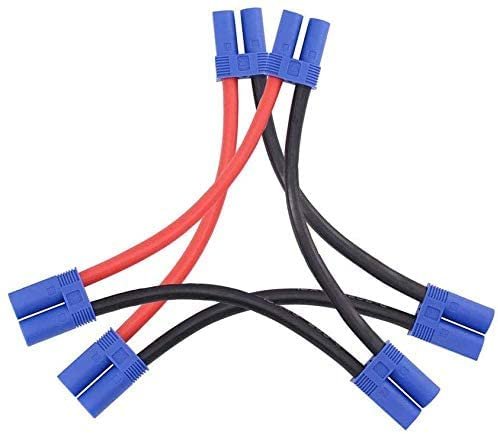 LinsyRC 2pcs EC5 Serial Series Battery Connector 1 Female to 2 Male Plug Adapter with 10CM 12AWG Cable for RC Circuit with Battery