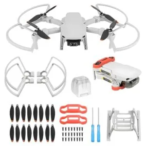 DJI Mavic Mini SE Landing Gear RC Helicopter Accessories Set with 16 Low Noise Propellers 4 Anti Collision Rings 2 Holder Guards and Gimbal Cover