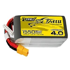 Tattu R Line Version 4.0 6S Lipo Battery 22.2V 130C 1550mAh with XT60 Plug for FPV Quad Racing