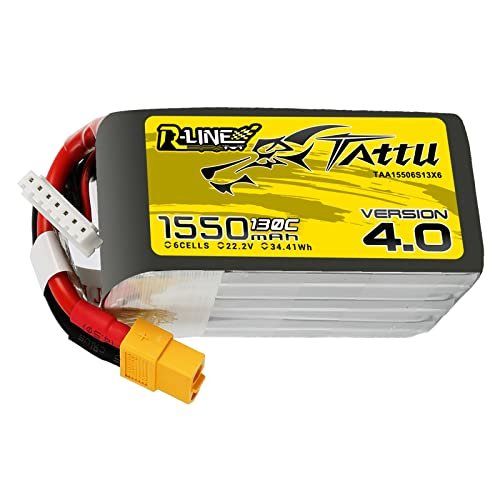 Tattu R Line Version 4.0 6S Lipo Battery 22.2V 130C 1550mAh with XT60 Plug for FPV Quad Racing