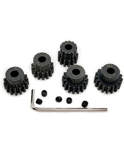 Raflot VICRAZZE Hardened Steel M1 Pinion Gear Sets 13T 14T 15T 16T 17T 5mm Shaft Motor Gears with Hex Key for 1/8 1/10 RC Brushless Brush Motor