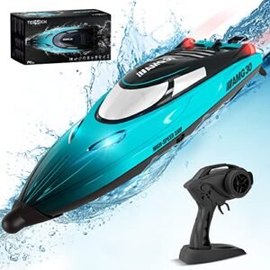 Tecnock Remote Control Boat for Kids & Adults,20+ MPH Fast Rc Boat for Pools and Lakes,2.4 GHz Racing Boats with Rechargeable Battery,Low Battery Alarm,Capsize Recovery,Gifts for 8-12 Boys Girls
