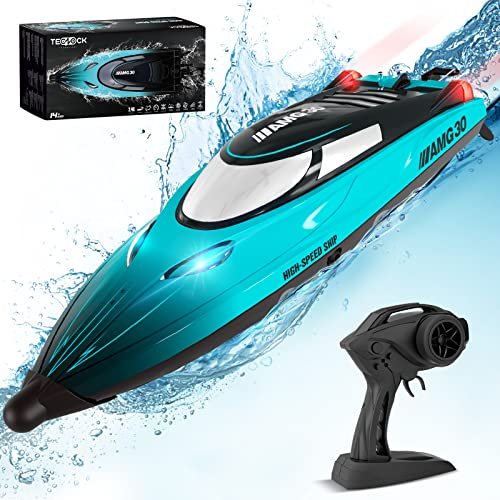 Tecnock Remote Control Boat for Kids & Adults,20+ MPH Fast Rc Boat for Pools and Lakes,2.4 GHz Racing Boats with Rechargeable Battery,Low Battery Alarm,Capsize Recovery,Gifts for 8-12 Boys Girls