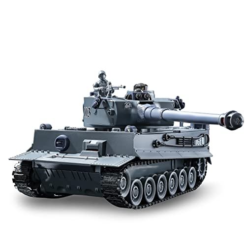 Bvrorere WW2 German Tiger RC Tank with Advanced 2.4GHz RC System for Kids Ages 6 12