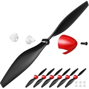 Riakrum 6 Sets RC Airplane Nose Cone Spare Propellers Carbon Fiber Compatible with Tr p51 4 Channel Remote Control Airplane with Propeller Savers and Adapter