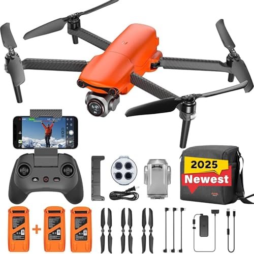 Autel Robotics EVO Lite Plus Premium Bundle 1 Inch CMOS Drone with 6K HDR Camera 40 Minutes Flight Time 3 Axis Gimbal UAV 3 Way Obstacle Avoidance 7.4 Miles Transmission Lite Fly More Combo Orange