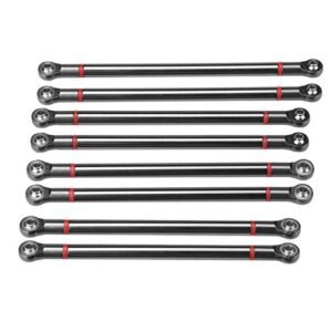 Plplaaoo 8Pcs Aluminum Alloy Link Rod Linkage Upgrade Parts for Grass Cutting RC Car 313MM Wheelbase Compatible with Axial SCX10 1 10 RC Car Crawler Black