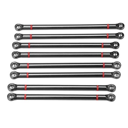 Plplaaoo 8Pcs Aluminum Alloy Link Rod Linkage Upgrade Parts for Grass Cutting RC Car 313MM Wheelbase Compatible with Axial SCX10 1/10 RC Car Crawler Black