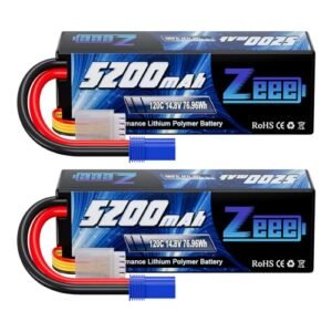 Zeee 4S Lipo Battery 5200mAh 14.8V 120C Hard Case with EC5 Plug Ideal for 1 10 Scale RC Monster Truck Bodies and More