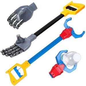 2 Pcs Interactive Grabber Robotic Hand and Claw Toy Set for RC Pick Up Truck Enthusiasts 18 Inch Long Arm Fun Hand Eye Coordination Play