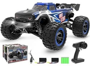 RACENT New RC Monster Truck 1/16 Scale 4x4 High Speed 40KPH Remote Control Car with 2 Batteries for Kids and Adults