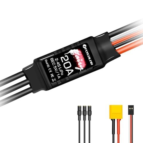 HAWKS WORK 20A Brushless ESC RC Motor Speed Controller Circuit with XT60 and 3.5mm Plugs