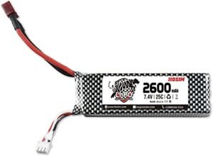 Hosim 2600mAh 7.4V 2S 25C Lipo Battery with T Plug 2S Rechargeable RC Battery FY-2600 Fit for X08 X07 High Speed RC Cars 1/10 Scale RC Cars Trucks with 7.4V Battery