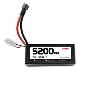 Hosim 7.4V Lipo Battery 2S 5200mAh 25C Rechargeable Battery with Hard Case for X07 X08 X07W 1/10 High Speed RC Cars
