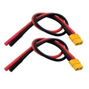 ISDT 2Pcs XT60 Female to 4mm Banana Bullet Female Connector Adapter Cable 12awg 30cm Charger for Mario Kart RC Car