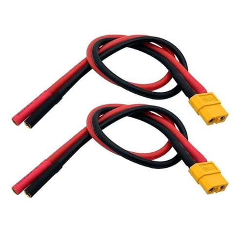 ISDT 2Pcs XT60 Female to 4mm Banana Bullet Female Connector Adapter Cable 12awg 30cm Charger for Mario Kart RC Car